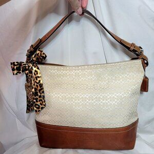 Coach 2007 Signature Hampton Hobo Bag + Bag Scarf & Rhinestone Keychain, $450 Rt